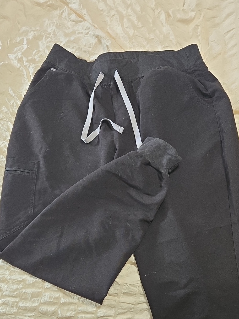 Figs Womens Black Jogger Scrub Pants with Grey Drawstring